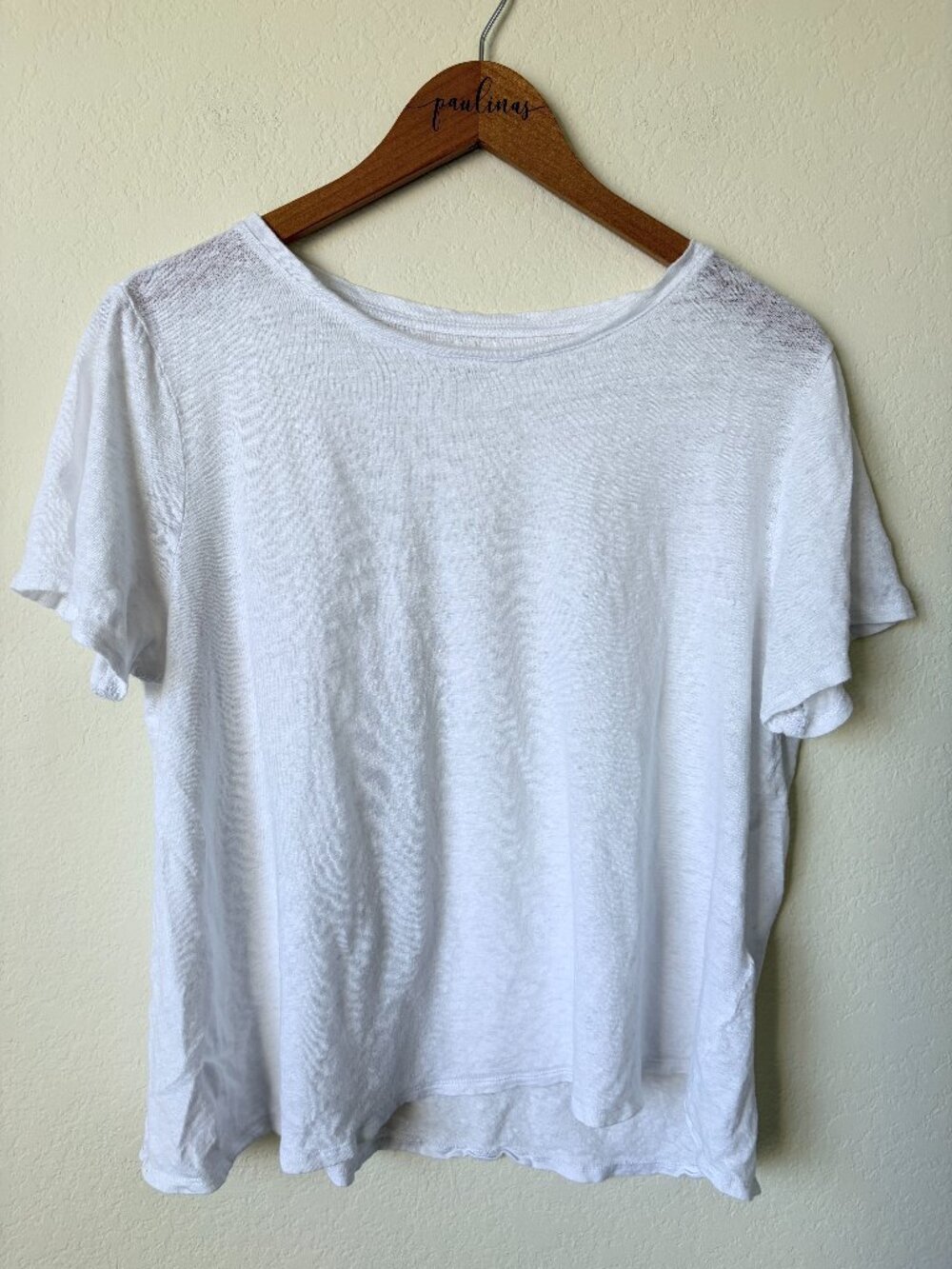Eileen Fisher Top Womens Medium White Organic Linen Short Sleeve Boxy Tee M